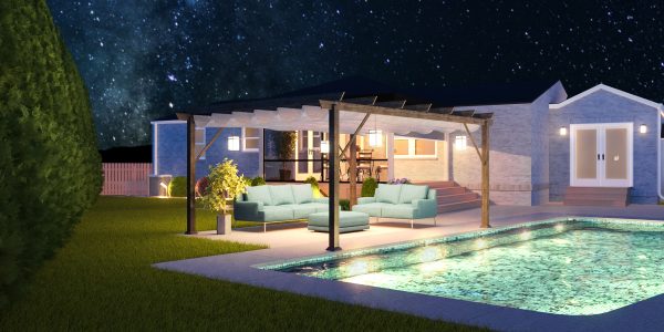 outdoor living space pool designer