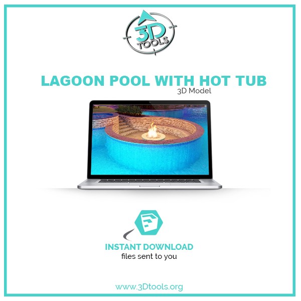 Outdoor lagoon pool with hot tub 3d model