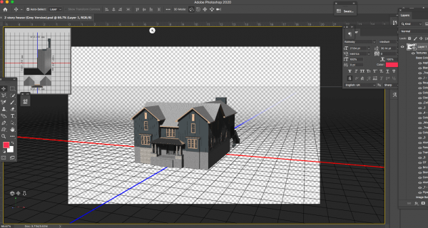 3D house model download skp sketchup obj file psd photoshop