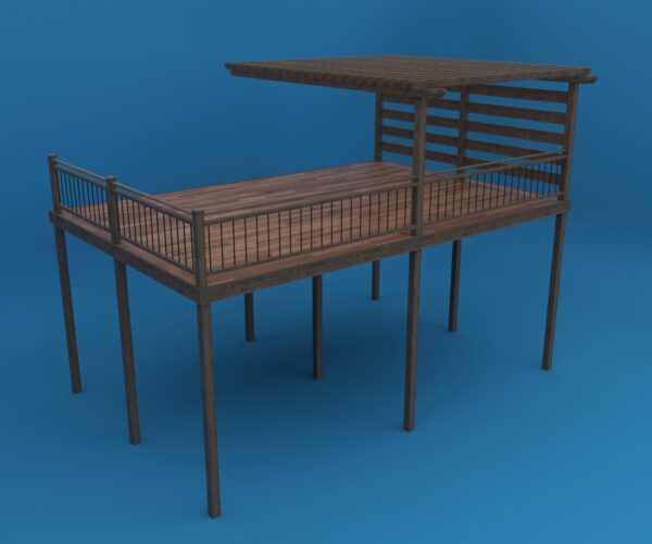 Deck With Pergola Plus Privacy Wall 3D model instant download 3D tools OBJ 3DS Max File