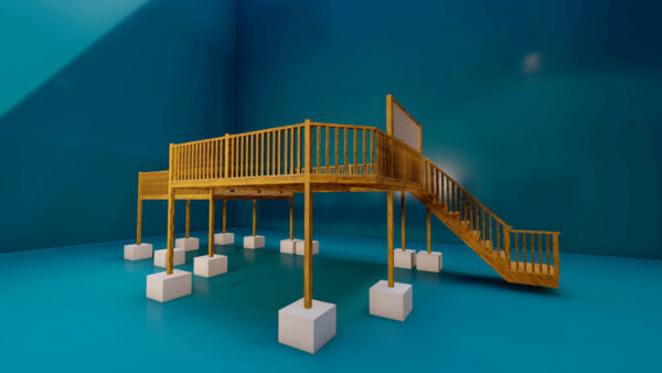 Double Deck With Stairs and Deck 3D Model