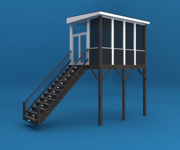 Screened Deck with Lighted Stairs 3D model Max File