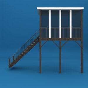 Screened Deck with Lighted Stairs 3D Model