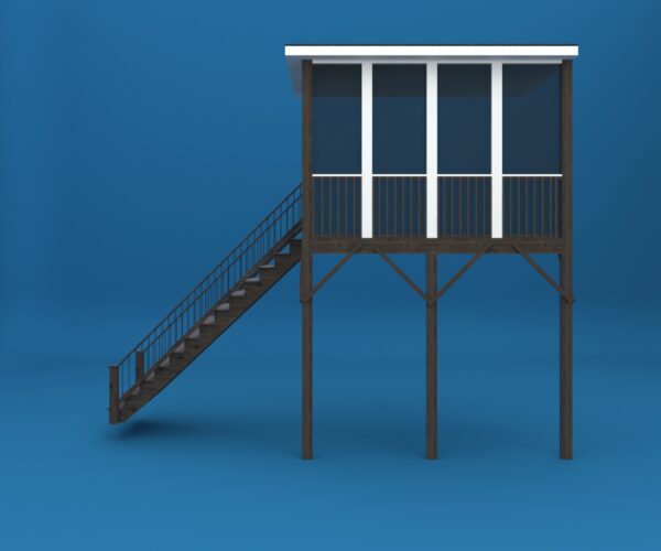 Screened Deck with Lighted Stairs 3D Model