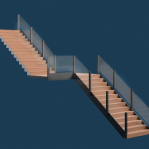 Tall Double Stairs With Glass Rails 3D model instant download 3D tools OBJ 3DS Max File