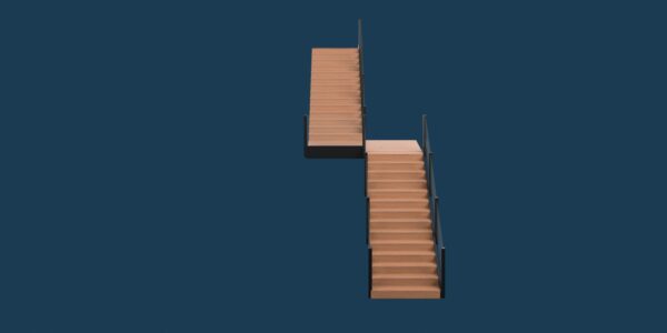 Tall Double Stairs With Glass Rails 3D model Max File