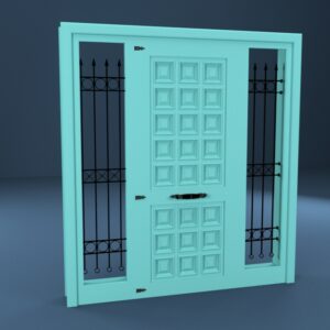 Teal Modern Double Front Door 3D model instant download 3D tools OBJ 3DS Max File