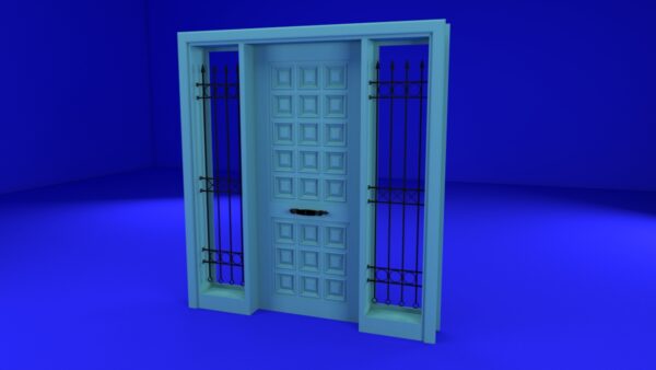 Teal Modern Double Front Door 3D Model