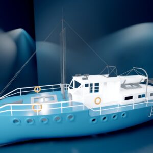 Teal Ocean Ship Boat 3D model instant download 3D tools OBJ 3DS Max File