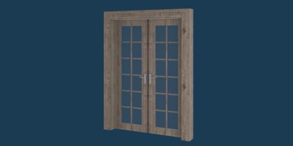 Wood Frame French Door 3D Model