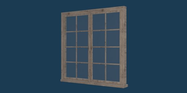 Wood Frame French Window 3D Model