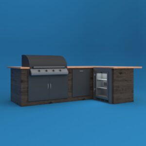 L-Shaped Outdoor Kitchen with Wine Fridge 3D model instant download 3D tools OBJ 3DS Max File