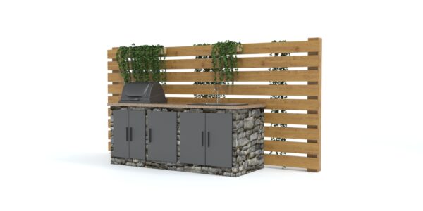 Outdoor Kitchen With Privacy Wall 3D model Max File