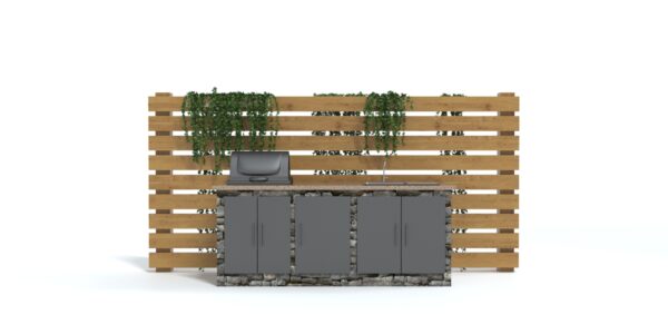 Outdoor Kitchen With Privacy Wall 3D Model