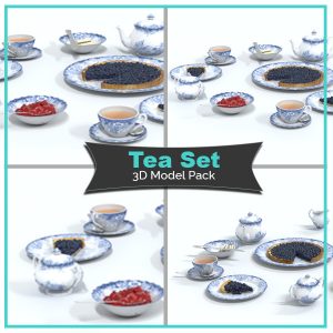 3d tea set model